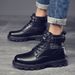 Men Military Boots Snow Boots Synthetic Leather Bohemian Flat Square Toe Lace-Up Everyday Outdoor Shoes Boots_vogvips.com
