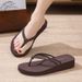 Women's Platform Wedge Flip Flops Double Strap Beach Sandals Non Slip mid Heel Outdoor Flat Sandals_vogvips.com