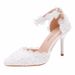 Women's Shoes white lace wedding shoes buckle strap shoes stiletto pointed toe wedding dress bridal shoes women's sandals annual party bridesmaid_vogvips.com