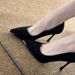 wangjia Wangjia Black Suede High Heels Women Spring And Autumn New Metal Pointed Toe Thin Heel Shallow Mouth_vogvips.com