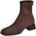 Frosted Chunky Heel Ankle For Women, New Autumn Winter Square Toe Back Zipper Martin Boots, Stretch Slim Boots_vogvips.com