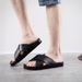 Men's Summer Slip-On Sandals - Breathable Anti-Slip Outdoor Beach Shoes For Casual Wear (Black, PU Material)_vogvips.com