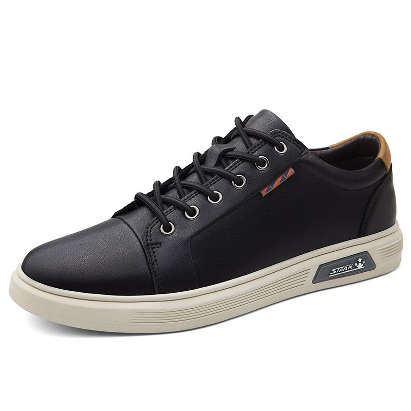 Leather Board Shoes Men's Casual Board Shoes Comfortable Work Casual Shoes Lace-up Casual Men's Shoes_vogvips.com