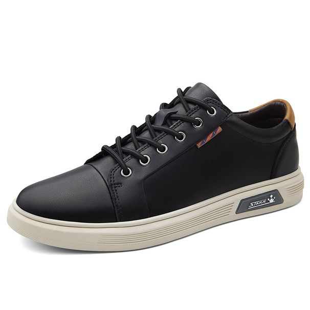 Leather Board Shoes Men's Casual Board Shoes Comfortable Work Casual Shoes Lace-up Casual Men's Shoes_vogvips.com