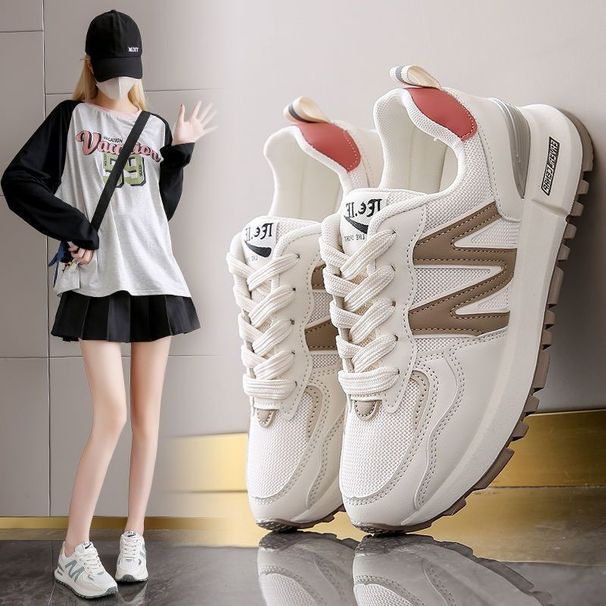 Shit Stepping Sneakers For Women New Style Mesh Casual Daddy White Shoes Thick Soles Show Feet Little Forrest Gump Shoes_vogvips.com