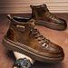 European Warm Series Martin Winter Plush High-top Cotton Work British Style Leather Boots Black Men's Shoes Thick Sole Height Increasing_vogvips.com