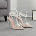 Women's Elegant Peep-Toe Heels Crystal Clear Block Heels With Bow & Pearl Accents, Comfortable Strappy Sandals – White/Pink (35-42)_vogvips.com