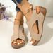 New 2024 Casual Foreign Trade Plus-size Women's Sandals For Outdoor Wear, With Stitching, Breathable, Velcro Closure,_vogvips.com