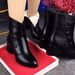 Women's Short 2024 Autumn Winter New Korean Style Embossed Double-Breasted Martin Pointed Toe Side Zipper Boots_vogvips.com