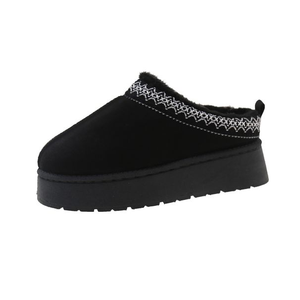 European And American Snow Boots Women's Winter New Fashion One-piece Closed-toe Slippers Platform Thick-soled Warm_vogvips.com