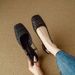 4cm~ Woven Hollow Sandals For Women 2024 Summer New Fashion Breathable Square Toe Medium Chunky Heel Open Back_vogvips.com