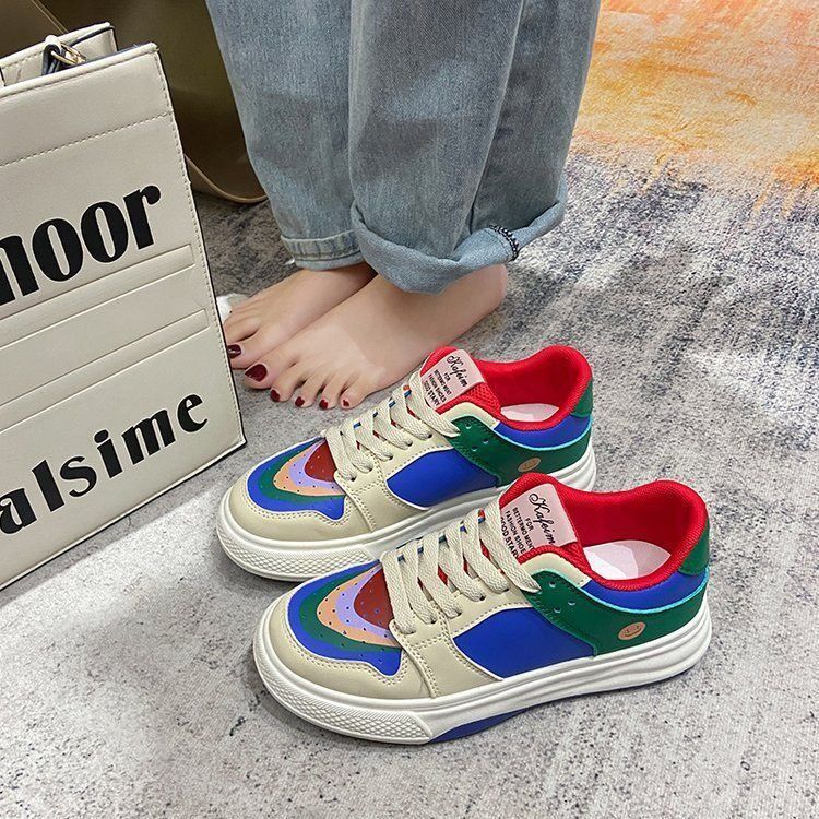 version Of Little White Shoes 2026 Breathable Thick-soled Muffin Board Shoes Foreign Trade Splicing Casual Women's Shoes_vogvips.com