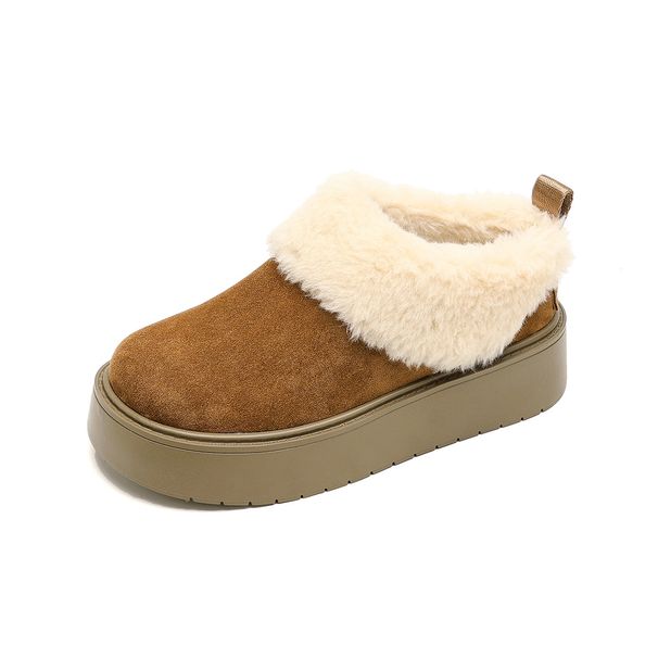 Thick-Soled Snow Boots For Women Winter Non-Slip Thickened Warm Cotton 2025 New Slip-On Fleece-Lined Fur Shoes_vogvips.com