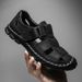 Summer Closed-Toe Sandals Lightweight Size 48 Beach Casual Breathable Velcro Soft Leather Surface Hole Shoes For Men_vogvips.com