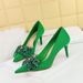 18249-AH27 Style Banquet Heels Light Luxury Women's Satin Shallow Mouth Pointed Bow High Heel Single Shoes_vogvips.com