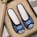 Slippers, Round Toe Embroidered Cloth Shoes, Cow Tendon Sole, Flat Soft Bottom, Canvas Slippers, Women's Ethnic Style,_vogvips.com