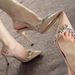 Stunning Versatile Sandals, Nude High Heels, Stylish New Korean Version, Sexy And Elegant Pointed Toe, 2025 Style With_vogvips.com