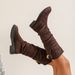 Women's Suede Pleated Slouch Boots Size 43 European American Style High Top Riding Plus Size Slimming Autumn_vogvips.com