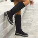 Women's Slimming Round Toe Stretch Boots Plus Size Winter Style Back Zipper Knee High For Fashionable Comfort_vogvips.com