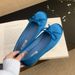 Red Shallow Mouth Single Shoes For Women Spring New French Style Gentle Fairy Blue Ballet Flat Loafers_vogvips.com