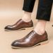 Euro Step 2025 Spring And Autumn New Floral Brogue British Business Formal For Men Lace-up Leather Shoes_vogvips.com