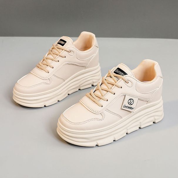 W3675 New White Shoes 2024 Autumn Solid Color Inner Height Increase Thick Bottom Wear Resistant Student All Match Breathable Sneakers_vogvips.com