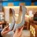 MTX Silver High Heels Pointed Toe Sexy Stiletto French Style Gold Sequin Wedding Single Shoes Women 2025 Spring New Model_vogvips.com