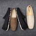 A Pair Of Leather Men's Loafers With Breathable Slip-ons_vogvips.com