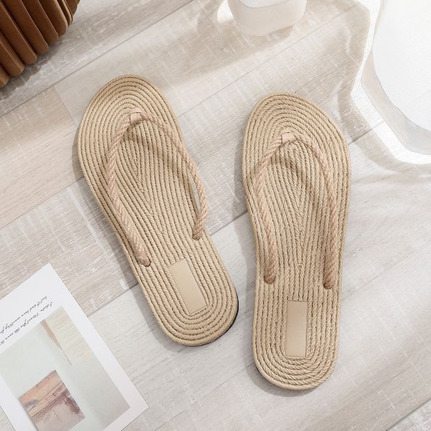 Fashion Summer Flip Flops Straw SandalsWomen Hotel Slippers Ladies Shoes Indoor Outdoor Flip-Flops Beach Flat Slides_vogvips.com