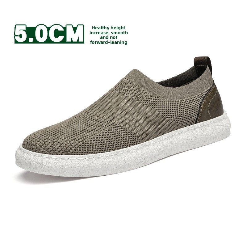 Retro Board Shoes Fly-woven Cowhide Mesh Shoes Comfortable Invisible Inner Height-increasing Mesh Board Shoes_vogvips.com