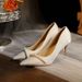 Women S Cm Satin Pointed Toe Stiletto Heels Beige Pearl Decorated High Heel Shoes For Wedding Banquet Formal Occasions_vogvips.com