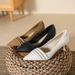 High Heels Stiletto Professional Work Soft Leather Commuting Wrinkled Single Shoes Women Pointed Toe Mary Jane Black New_vogvips.com
