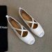 Lancui~ French Style Soft Sole Women's Flat Ballet Shallow Mouth Evening Cross Strap Mary Jane Shoes_vogvips.com
