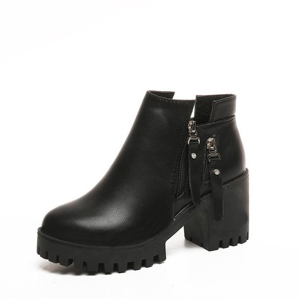 2024 Autumn Winter New Fashion Chunky Waterproof Platform Short Women High Heel Side Zipper Martin Boots_vogvips.com