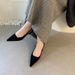 Velvet High Heels Stiletto Pointed Closed Toe Sandals Women's French Style 2026 New Summer Elastic Band Backless Single_vogvips.com