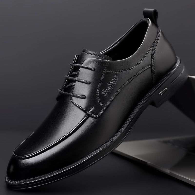 Men's leather shoes Korean pointed business casual men's shoes leather British formal men's single shoes_vogvips.com