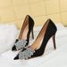 Bow Single Shoes Thin Heel Super High Heel Satin Light Luxury Pointed Head Shallow Mouth High Heel Single Shoes_vogvips.com