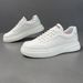 Men's Leather Thick Soled Board Trendy Light Luxury High-End Embossed Casual White Shoes, Niche Men's Shoes_vogvips.com
