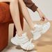 Women S Fashion Sneakers With Rhinestones Slip On Design Thick Platform Sole Breathable Comfortable For Wear Casual_vogvips.com