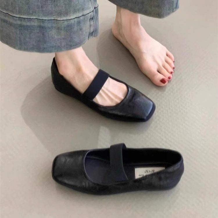 Single Shoes Women's Xiaoxiangfeng Flats Mary Jane Women's Shoes Square Head Ladyshoes Evening Evening Breeze Gentle Shoes_vogvips.com