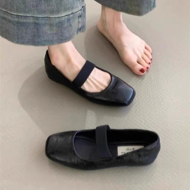 Single Shoes Women's Xiaoxiangfeng Flats Mary Jane Women's Shoes Square Head Ladyshoes Evening Evening Breeze Gentle Shoes_vogvips.com
