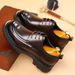 Men's Burnished Leather Lace Up Derby Shoes Chunky Platform Sole Low Heel Formal Wedding Business Office Smart Casual Dress Shoes_vogvips.com