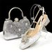 INS Women's Shoes Paired With Dinner Bag Set, Square Toe, Slim Heel Comfortable Hollow Sandals Paired With Flower Bag,For Summer Autumn Spring_vogvips.com