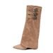 Women's Shoes White Pointed Toe Wedge Boots With Hidden Heels, Autumn/Winter New Retro Leather Buckle Tall Boots, Riding Boots_vogvips.com
