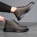 European Warm Series High-top Shoes Spring And Autumn New British Style Trendy Leather Men's Mid-top Short Fleece-lined Double Cotton Martin_vogvips.com
