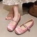Evening Breeze French Style Rhinestone One-Strap Mary Jane Flats Ballet Early Spring New Soft Sole Women's Shoes_vogvips.com
