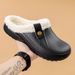 Unisex Winter Men Adult Classic Lined Clog Waterproof Chef Shoes Velvet Slippers For Couples Casual Warm Shoes_vogvips.com