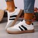 Women's Fashion Wine Red Flat Sneakers 2026 New White Striped Thick Sole Casual Woman Light Streetwear Vulcanize Shoes_vogvips.com