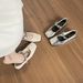 French Rhinestone Silver Square Head Light Mouth Single Shoes Women's Flat Bottom With Skirt Mary Jane Shoes_vogvips.com