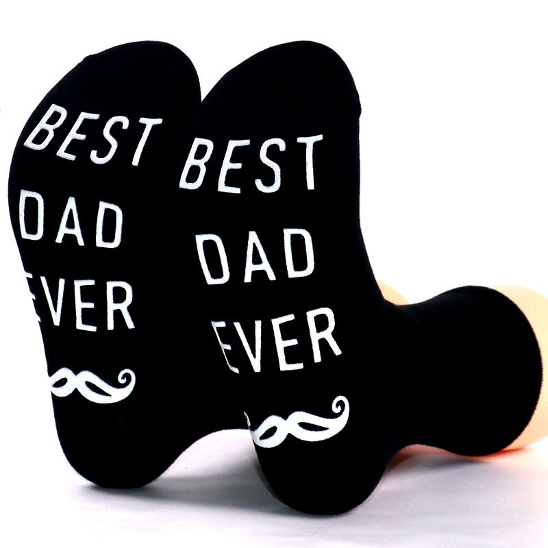 Mid-cylinder all-cotton casual sports socks explosive sole creative letter non-slip adhesive floor socks_vogvips.com